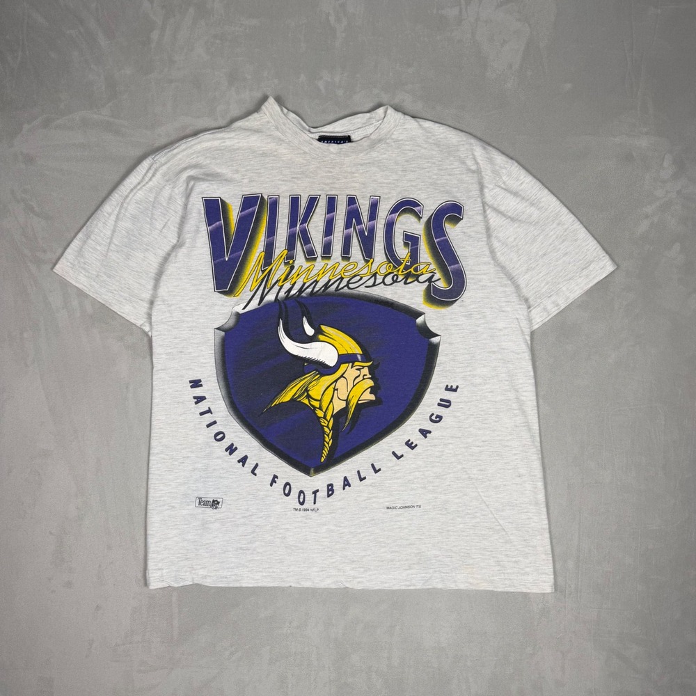 90s Mens Magic Johnson T's Minnesota Vikings NFL Football Graphic Tee Medium